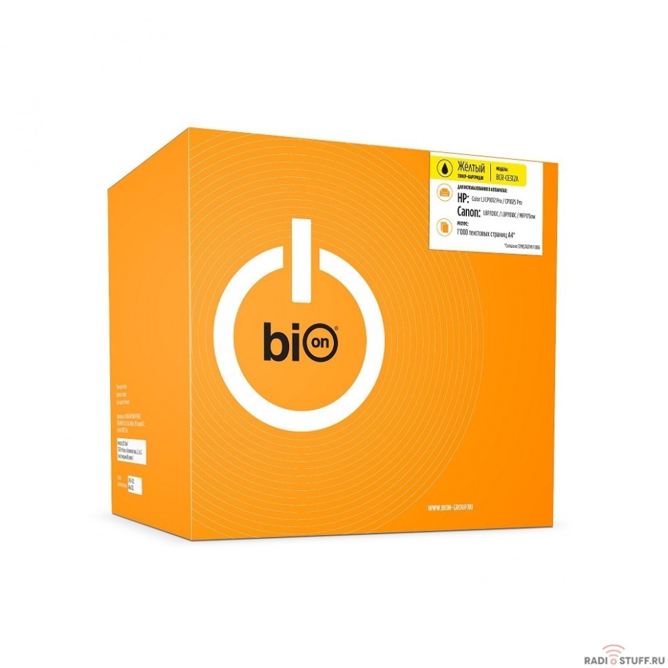 Bion CE312A Картридж для HP LaserJet CP1012 Pro/CP1025 Pro; Canon LBP7010C/LBP7018C/MFP175nw (1000  стр.), Желтый